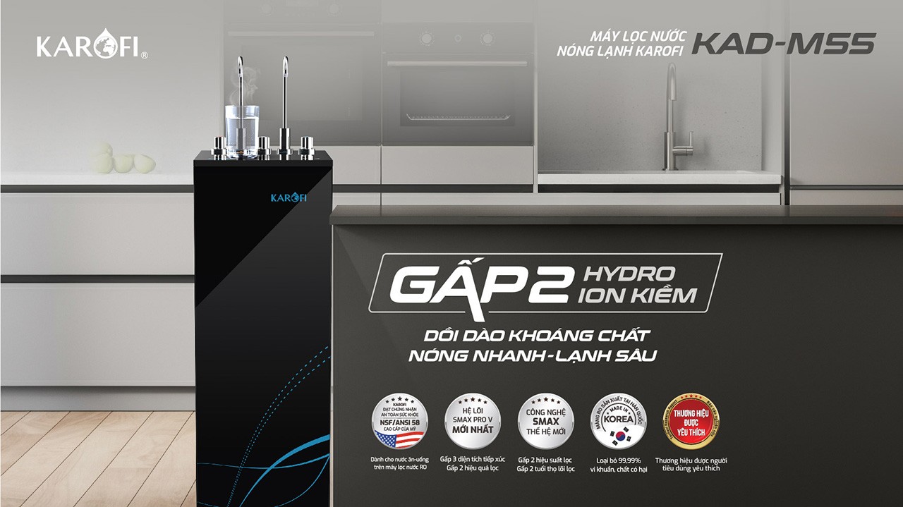 Máy lọc nước nóng lạnh Karofi KAD-M55