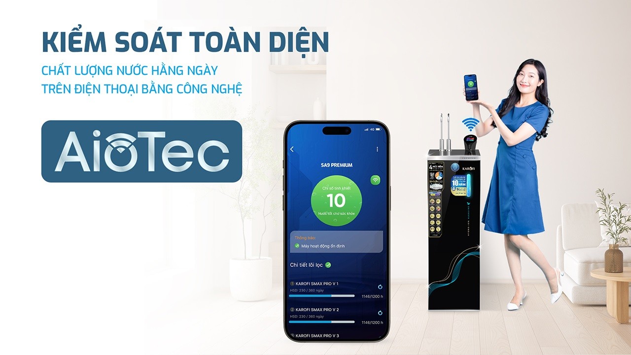 Máy lọc nước nóng lạnh Hydro-ion Kiềm Karofi SA9 PREMIUM