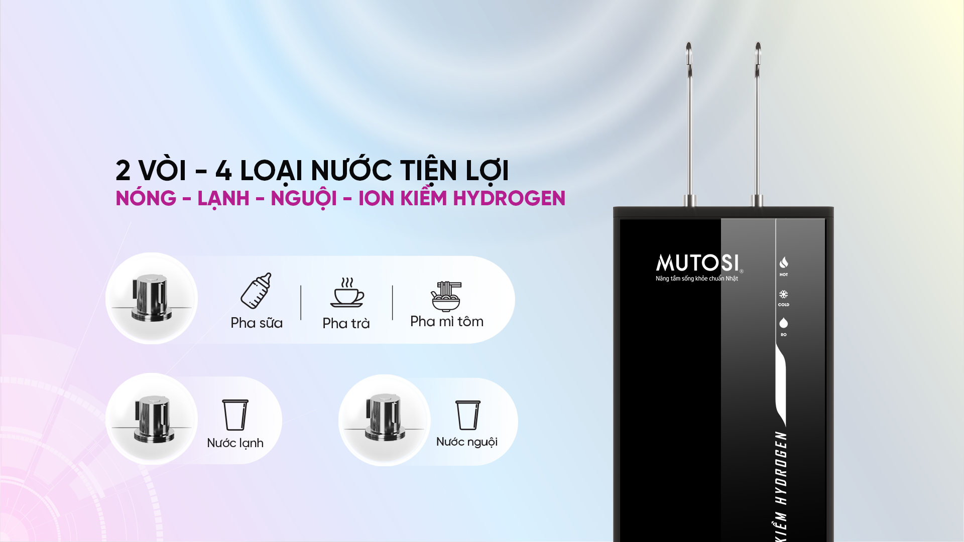 Máy lọc nước nóng lạnh nguội ion kiềm hydrogen Mutosi MP-S119HCK