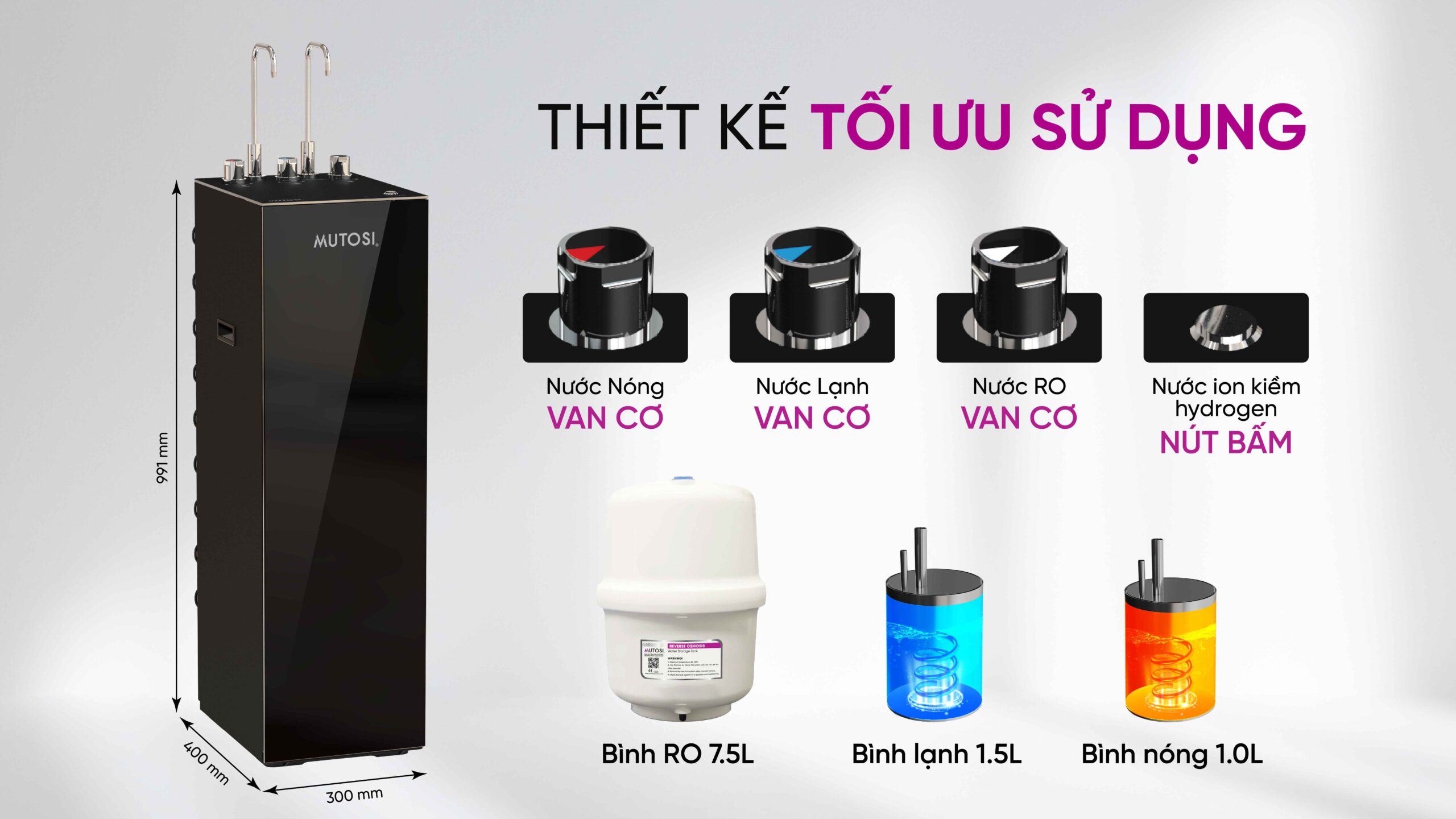 Máy lọc nước ion kiềm hydrogen Mutosi MP-S109HK