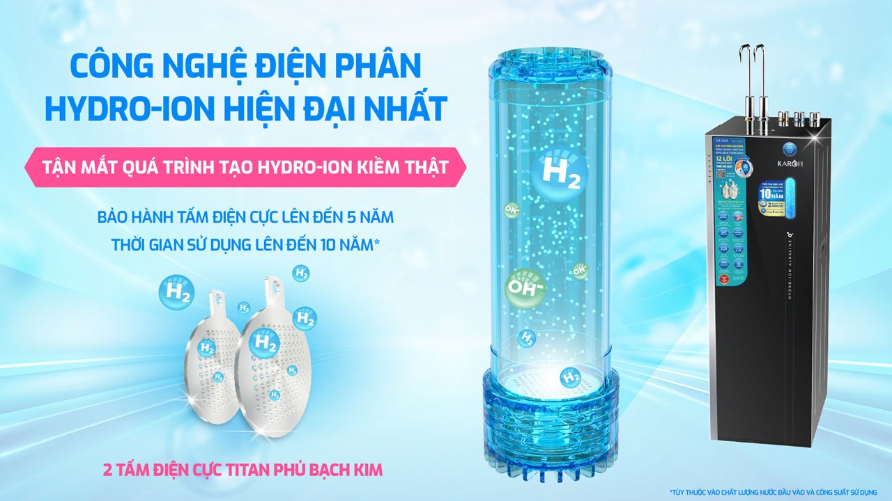 Máy lọc nước Hydro-ion kiềm nóng lạnh Karofi KAE-S688