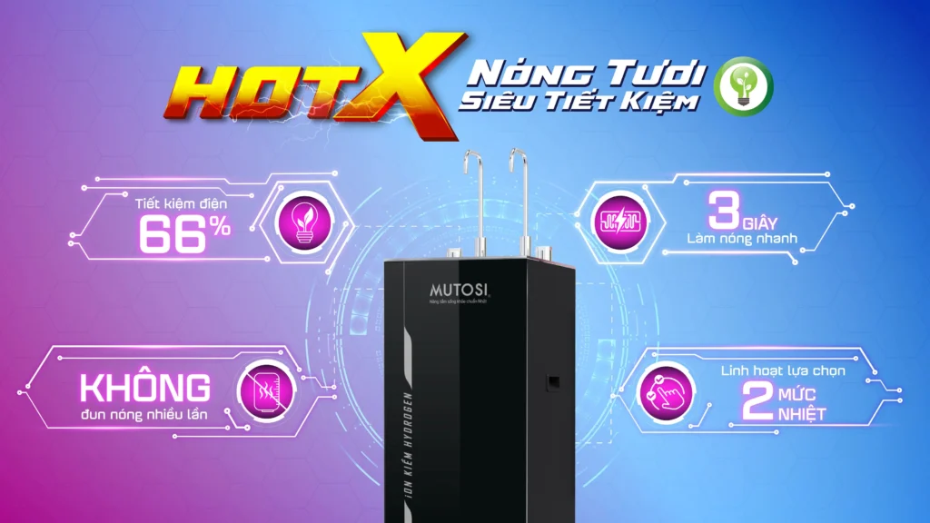 Máy lọc nước ion kiềm hydrogen nóng lạnh nguội Mutosi MP-S199HIK