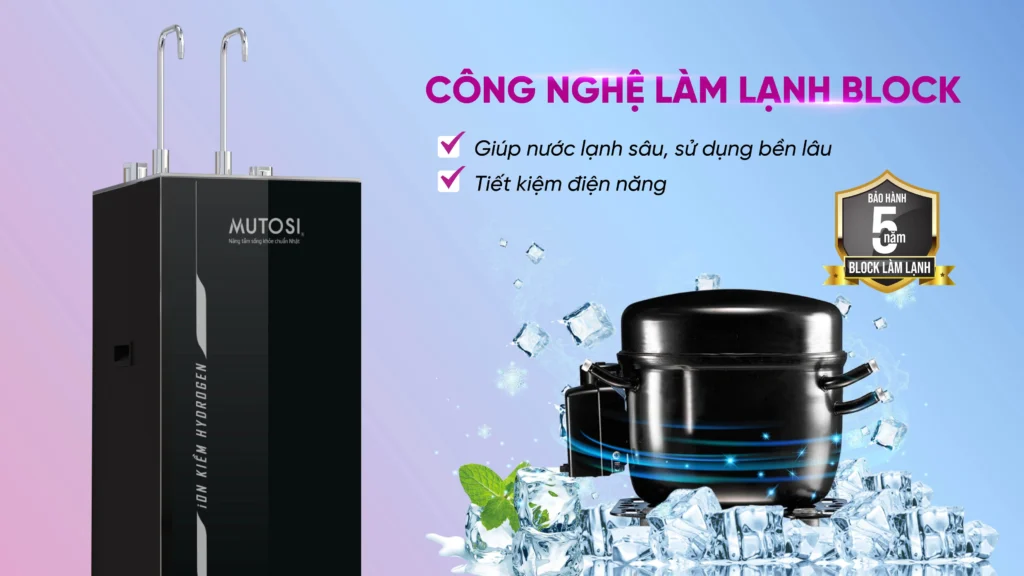 Máy lọc nước ion kiềm hydrogen nóng lạnh nguội Mutosi MP-S199HIK